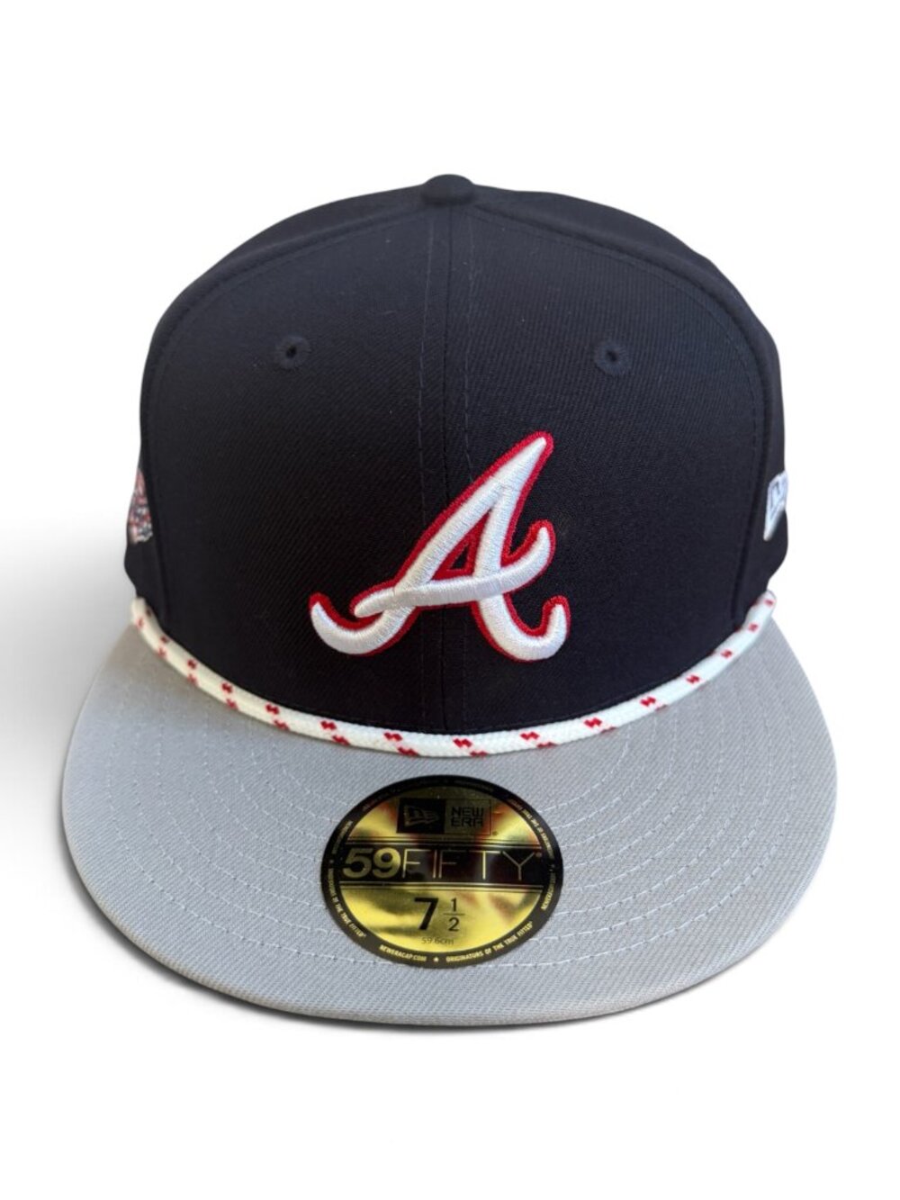 New Era 59Fifty Atlanta Braves Fitted Hat - 7 1/2 - Grey/Blue/White